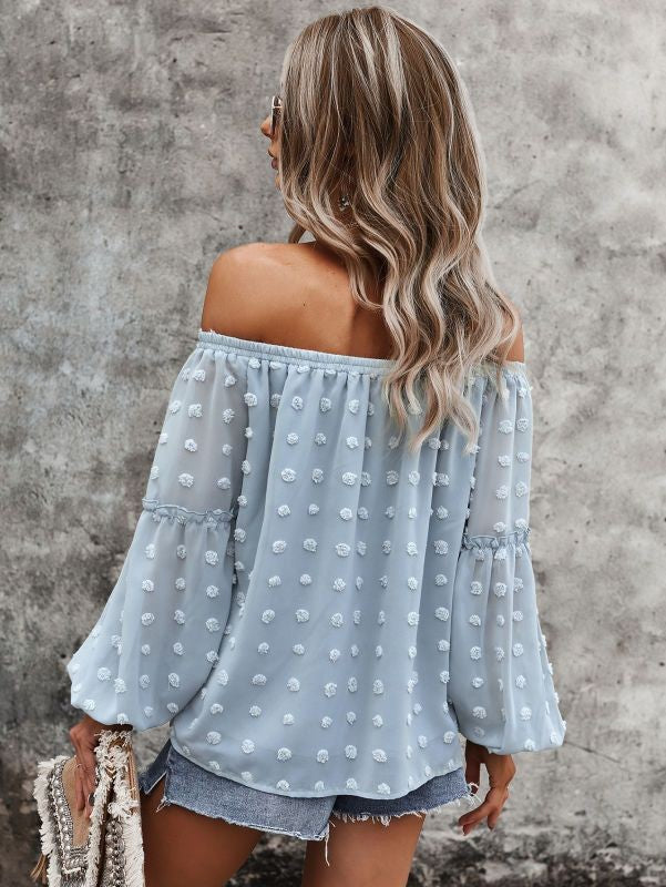 Off the Shoulder Dotted Blouse