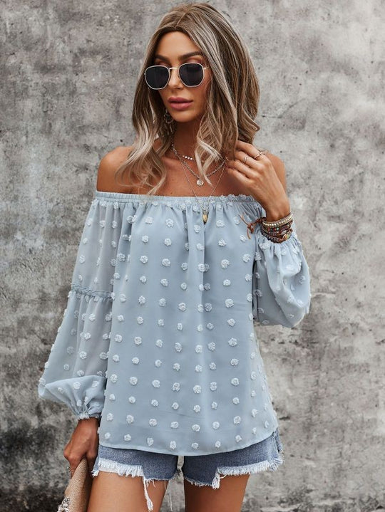 Off the Shoulder Dotted Blouse
