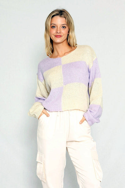 Checkered Cropped sweater - Miss Sparkling