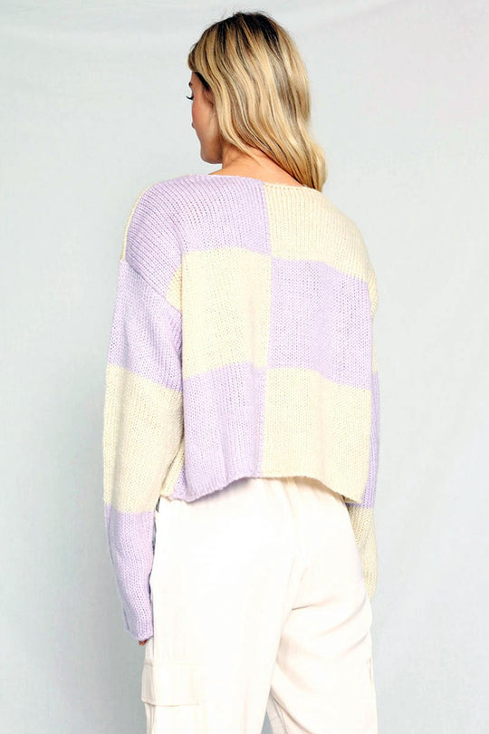 Checkered Cropped sweater - Miss Sparkling