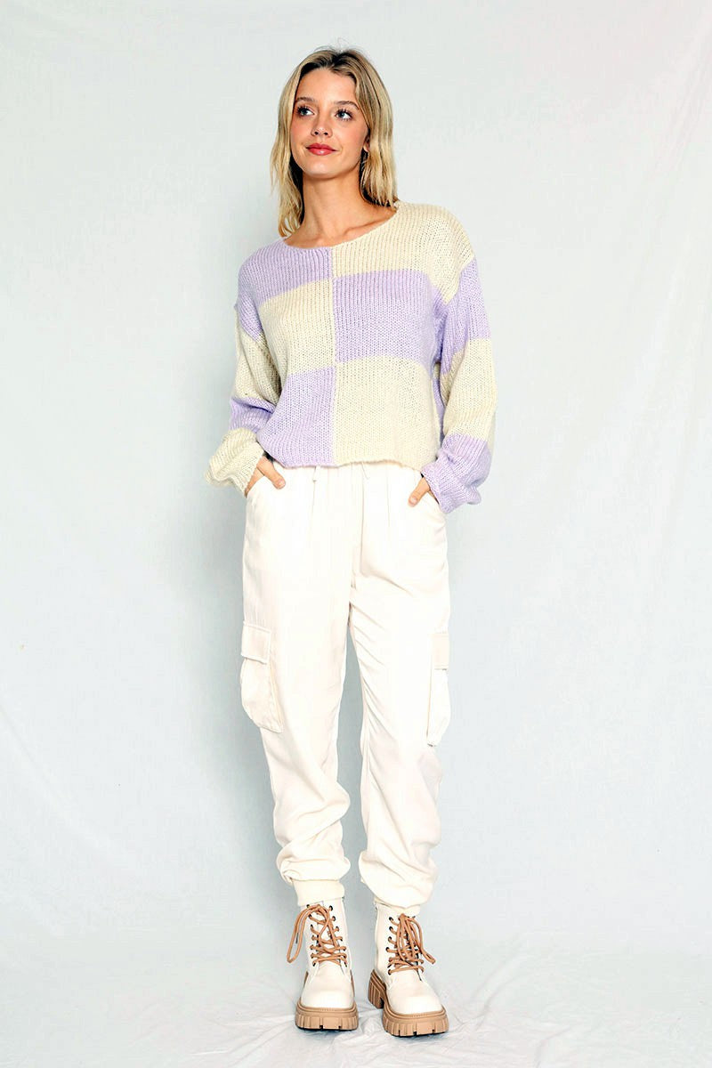 Checkered Cropped sweater - Miss Sparkling