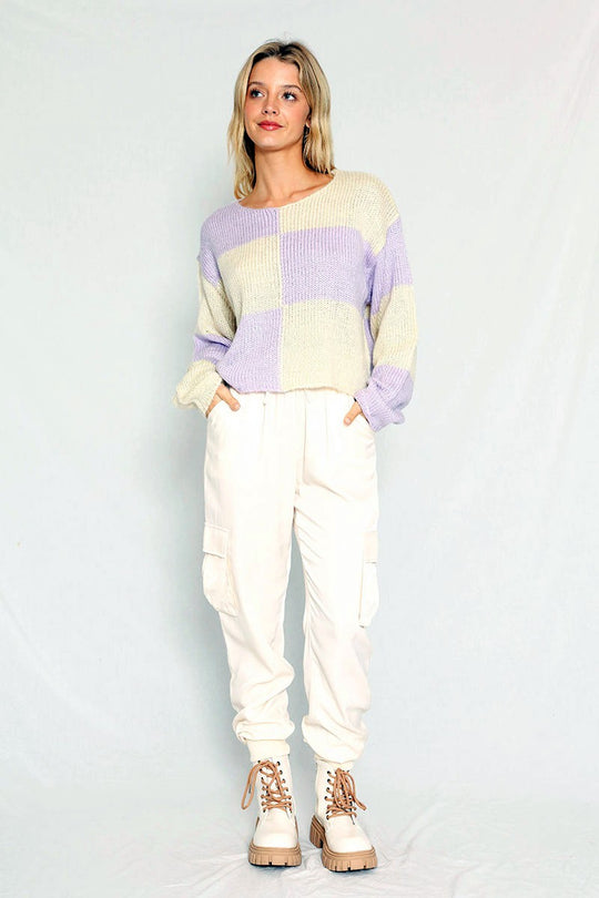 Checkered Cropped sweater - Miss Sparkling