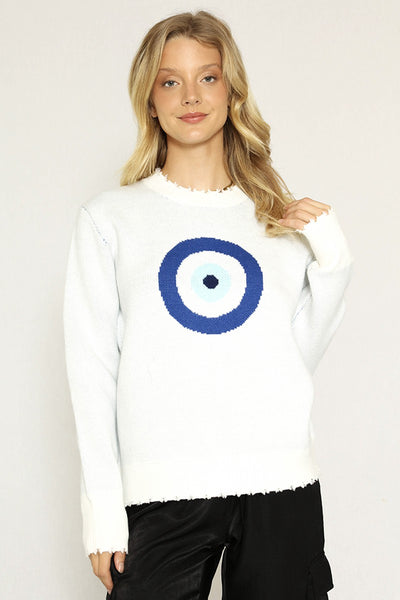 Evil Eye Knit Sweater - Miss Sparkling