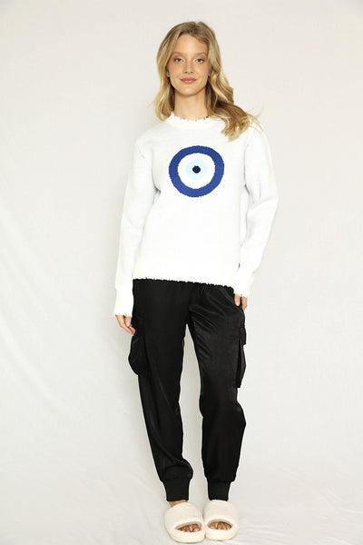 Evil Eye Knit Sweater - Miss Sparkling