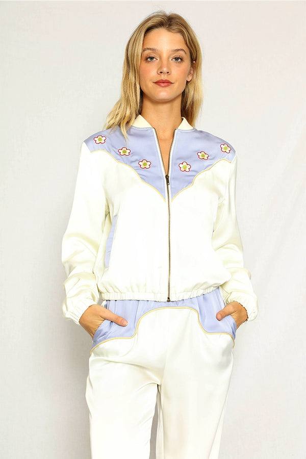 Western Satin Bomber Jacket - Miss Sparkling