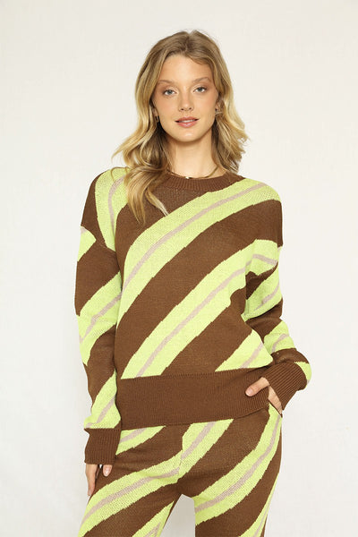 Striped Knit Sweater Set - Miss Sparkling
