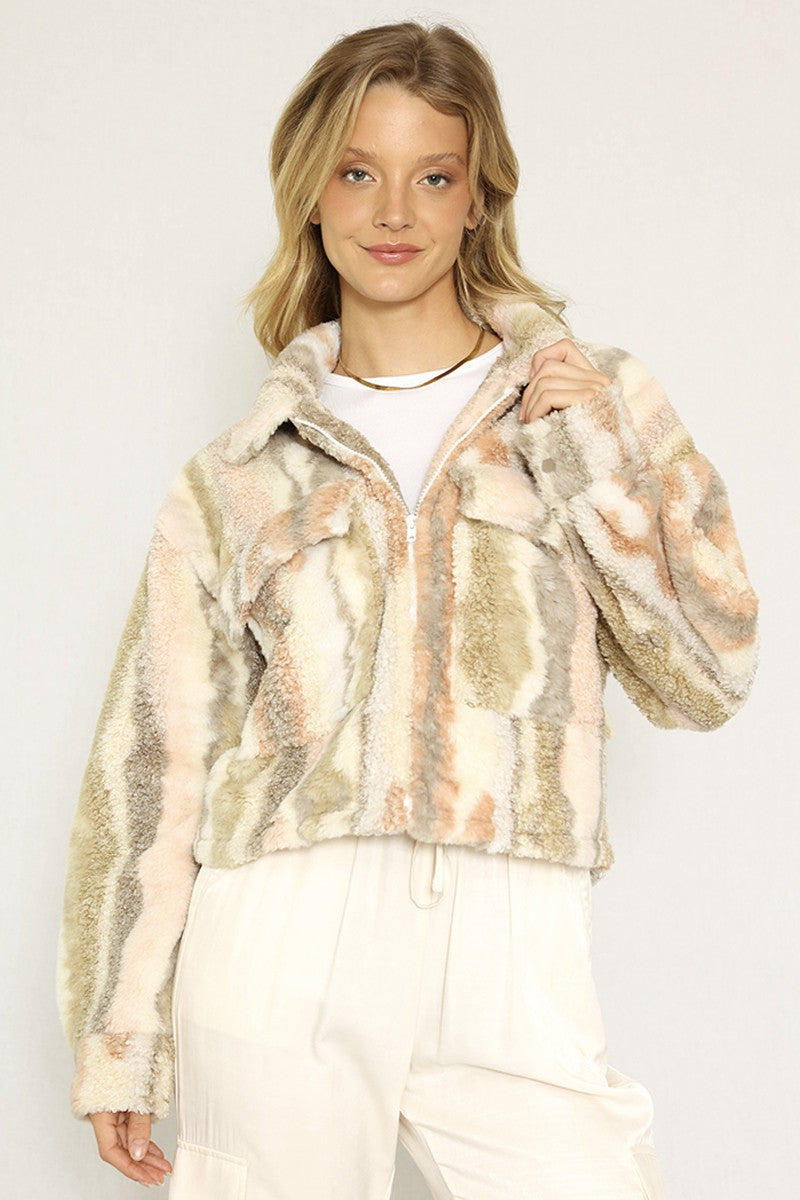 Printed sherpa jacket - Miss Sparkling