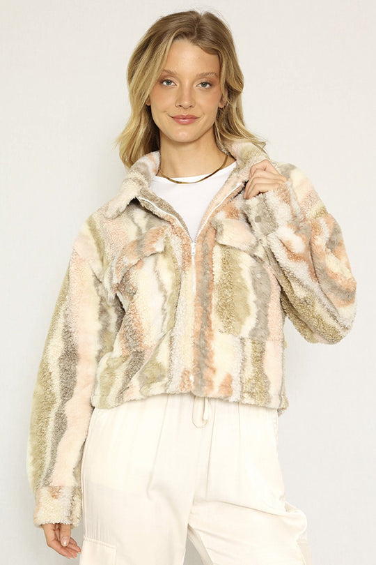 Printed sherpa jacket - Miss Sparkling