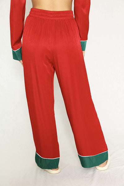 Textured Satin Holiday Pajama Set - Miss Sparkling