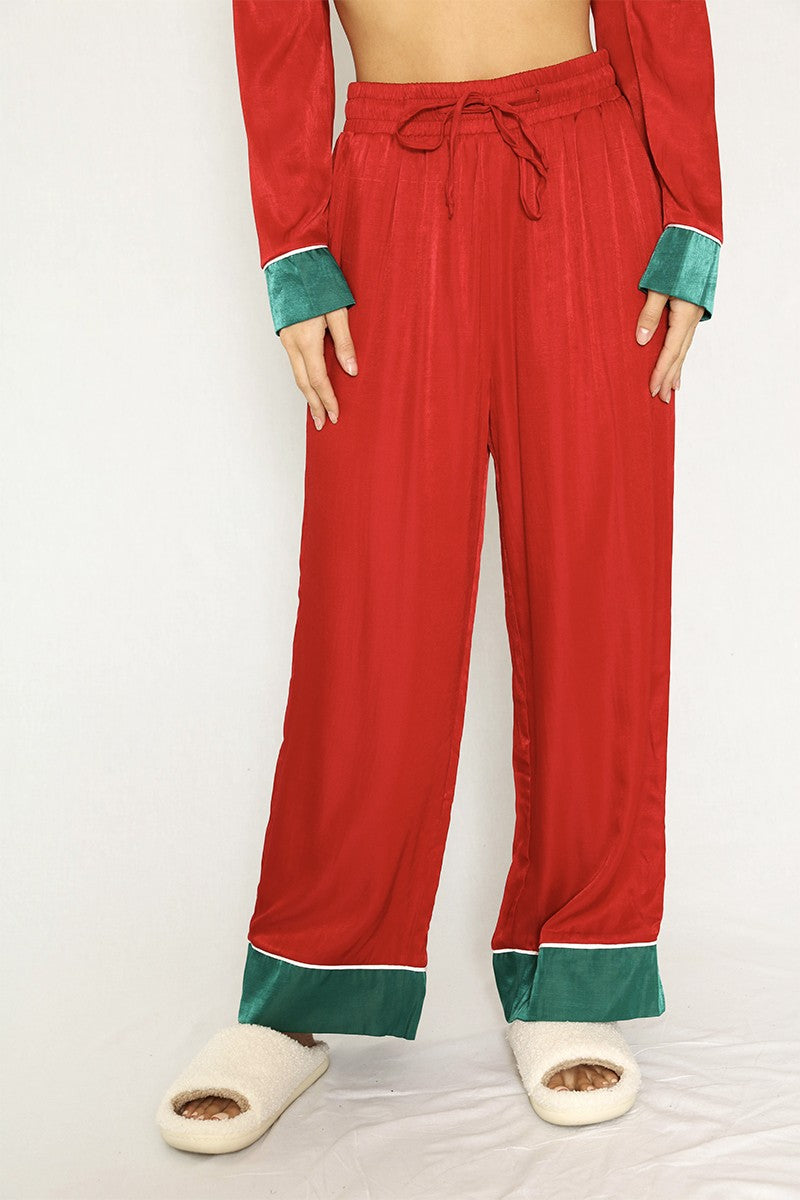 Textured Satin Holiday Pajama Set