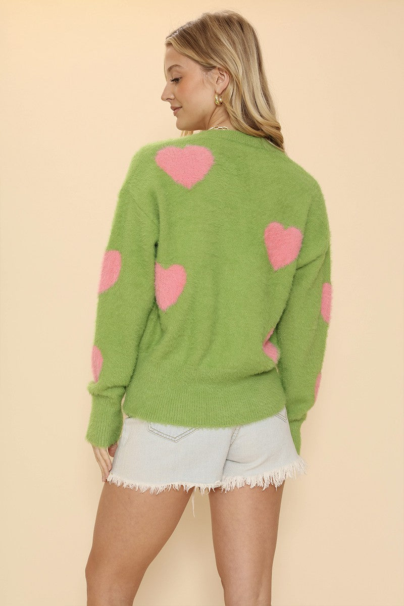 Fuzzy Heart cardigan - Miss Sparkling