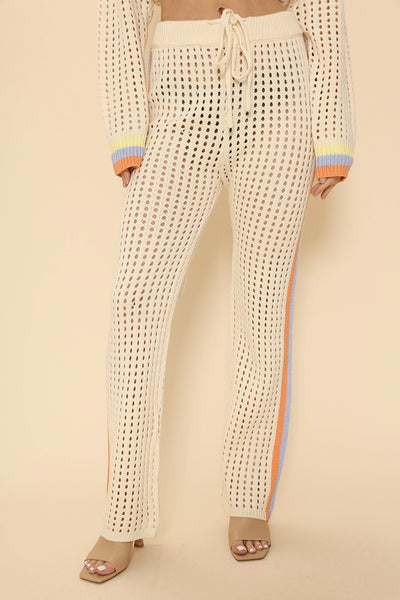 Side stripe knit pants