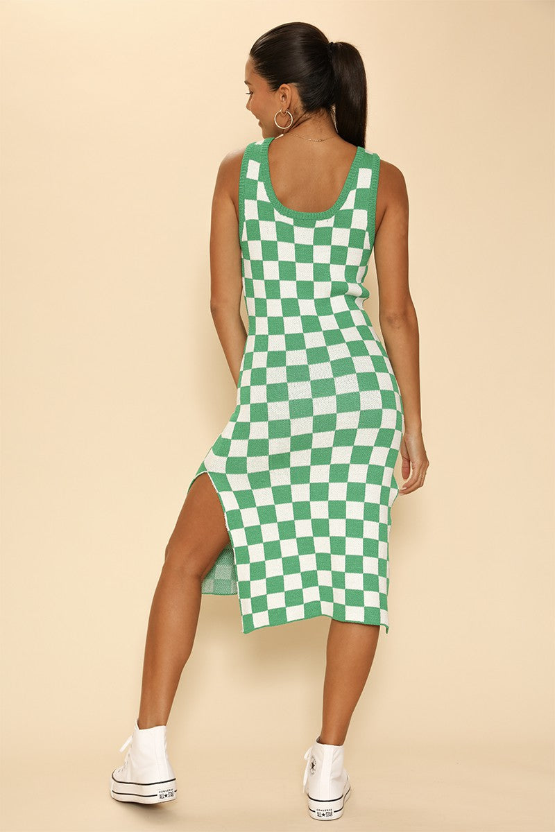 Checkered knit tank dress - Miss Sparkling