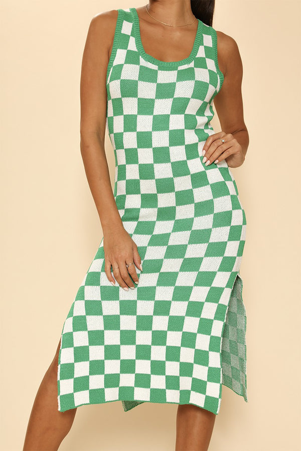 Checkered knit tank dress - Miss Sparkling