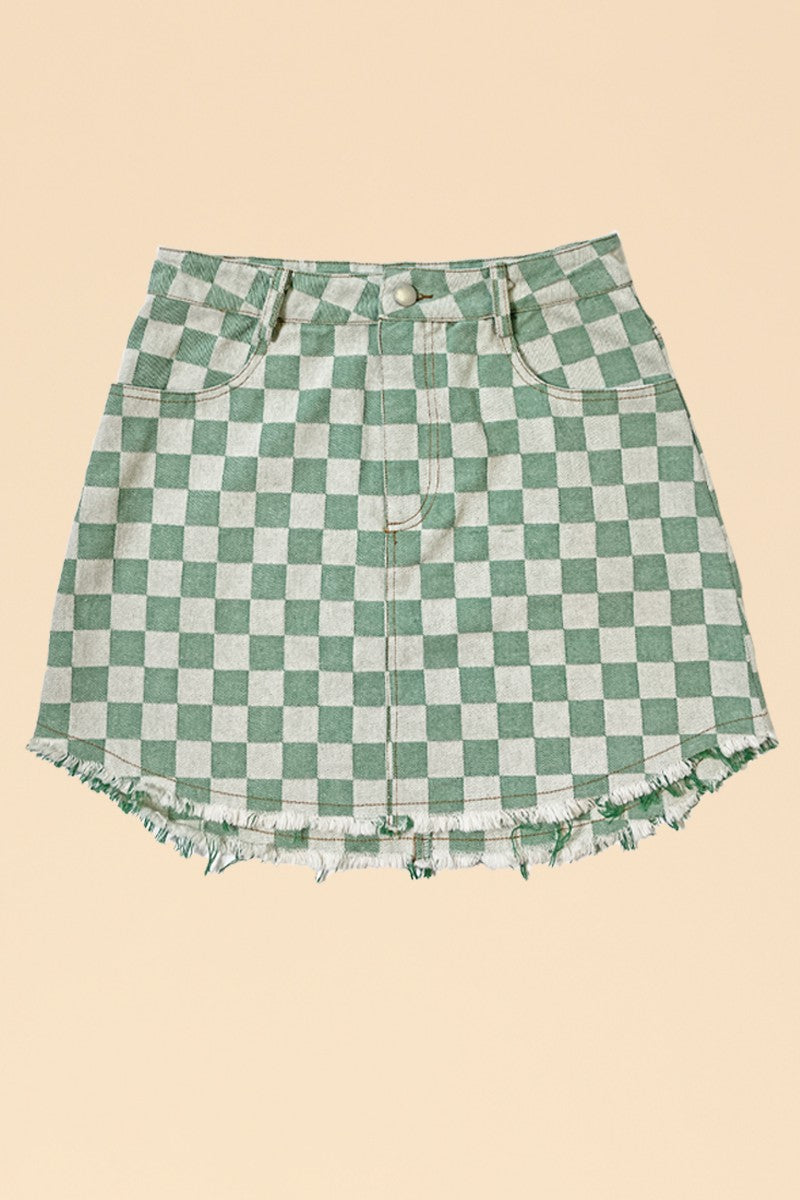 Checkered denim skirt - Miss Sparkling