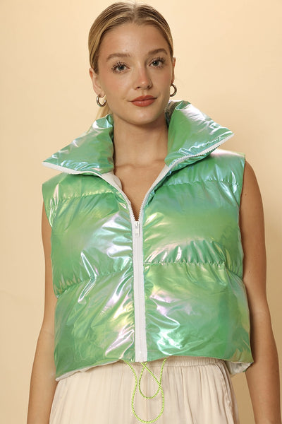 Metallic puffer vest - Miss Sparkling