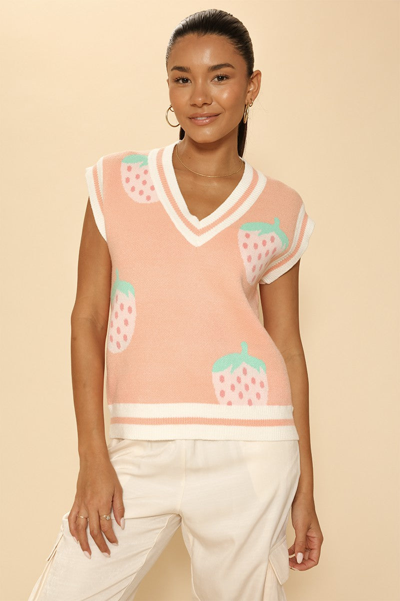 Strawberry knit vest - Miss Sparkling