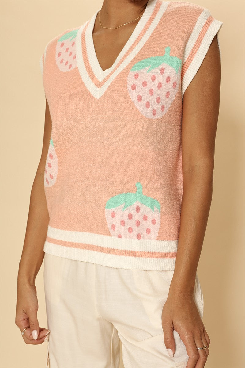 Strawberry knit vest