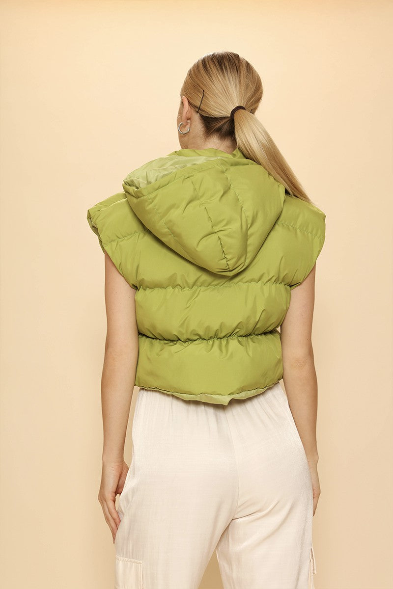 Cropped puffer vest with hood - Miss Sparkling