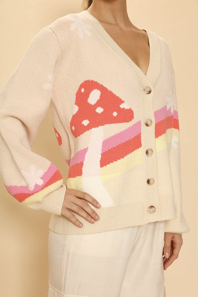 Retro stripe mushroom knit cardigan - Miss Sparkling