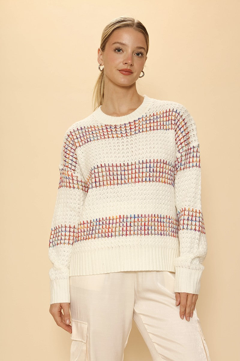 Multicolored striped knit sweater