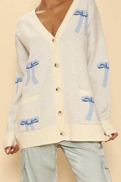 All over bow knit cardigan