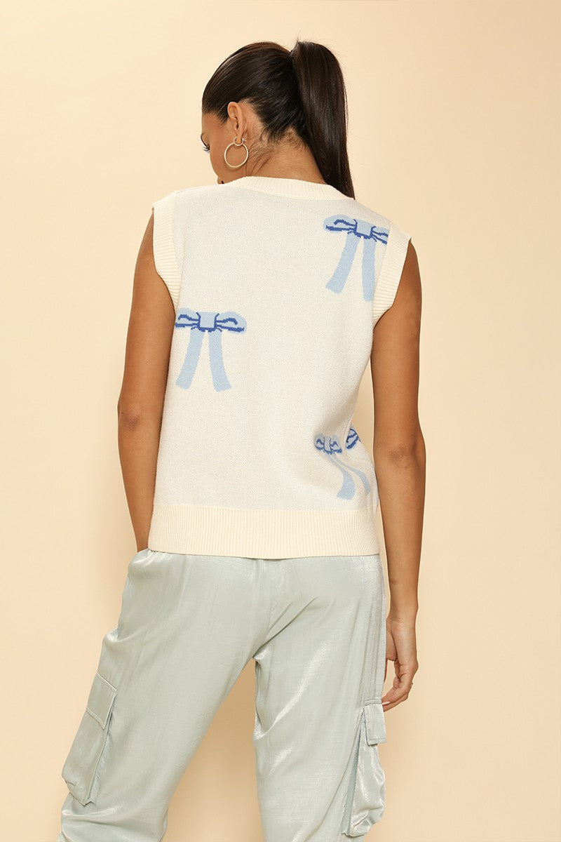 All over bow knit vest - Miss Sparkling