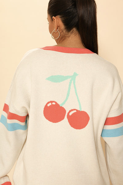 Oversized cherry varsity cardigan - Miss Sparkling