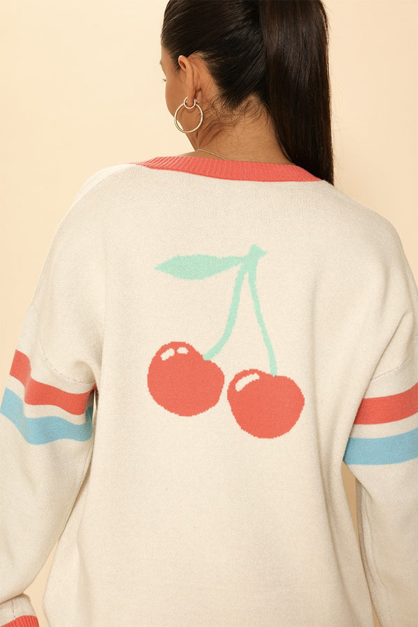 Oversized cherry varsity cardigan - Miss Sparkling
