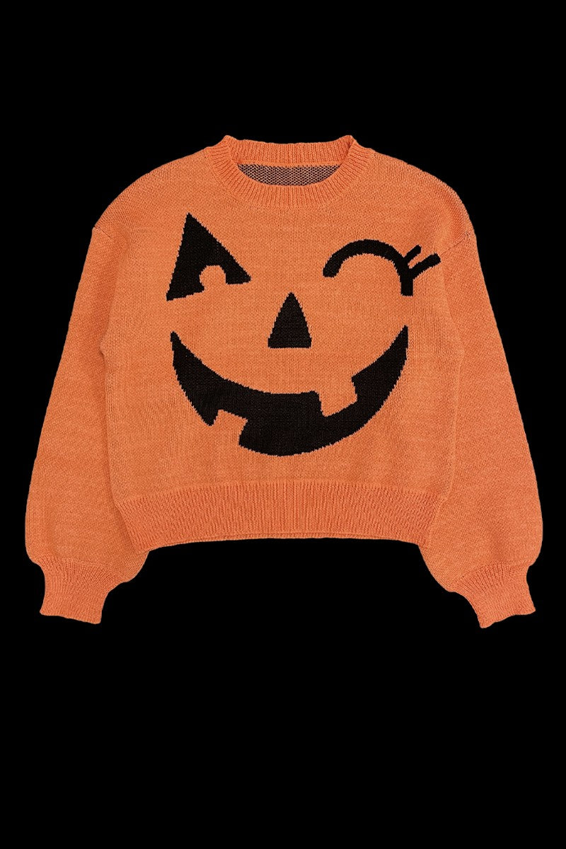 Plus size pumpkin halloween sweater