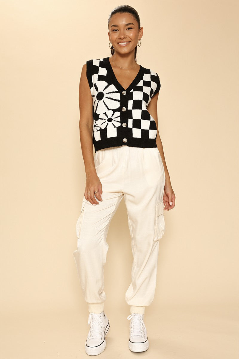 Checkered knit vest - Miss Sparkling