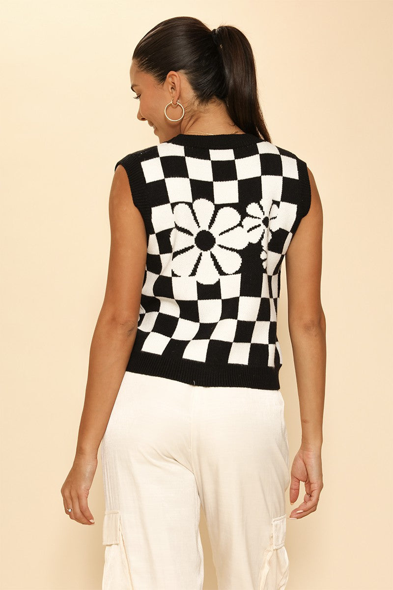 Checkered knit vest - Miss Sparkling