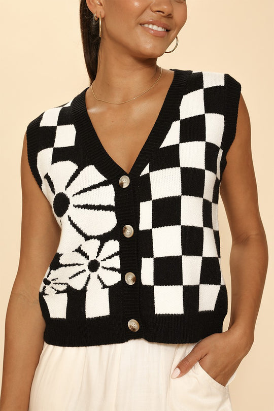 Checkered knit vest - Miss Sparkling