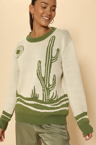 Desert cactus knit sweater