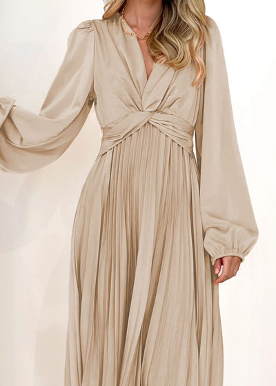Pleated long sleeve dress