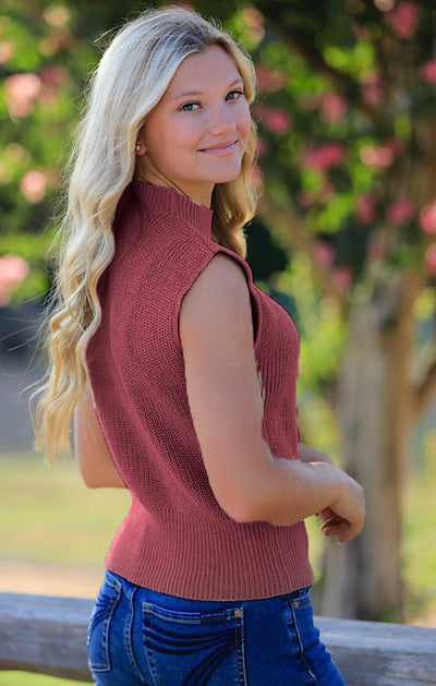 Cropped knit sleeveless sweater