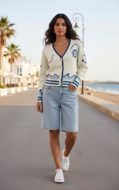 Nautical Anchor Knit Cardigan