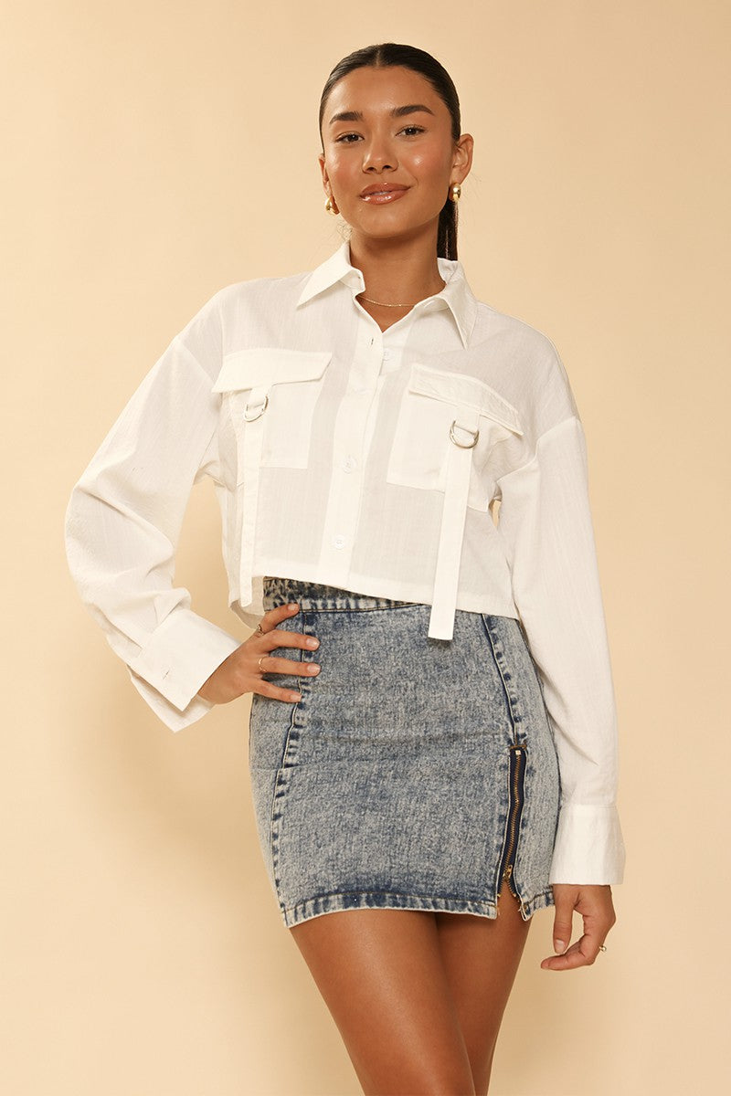 Cropped button front top - Miss Sparkling