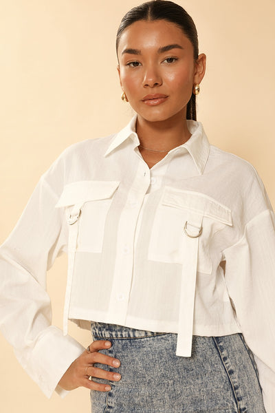 Cropped button front top - Miss Sparkling