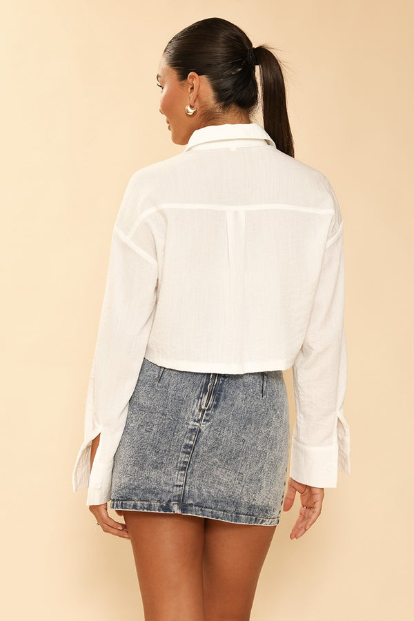 Cropped button front top - Miss Sparkling