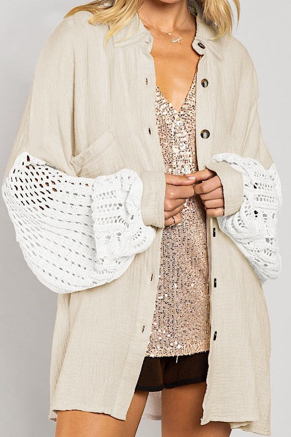 Miss Sparkling Crotchet Button Down
