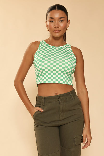 Cropped printed rib knit tank - Miss Sparkling
