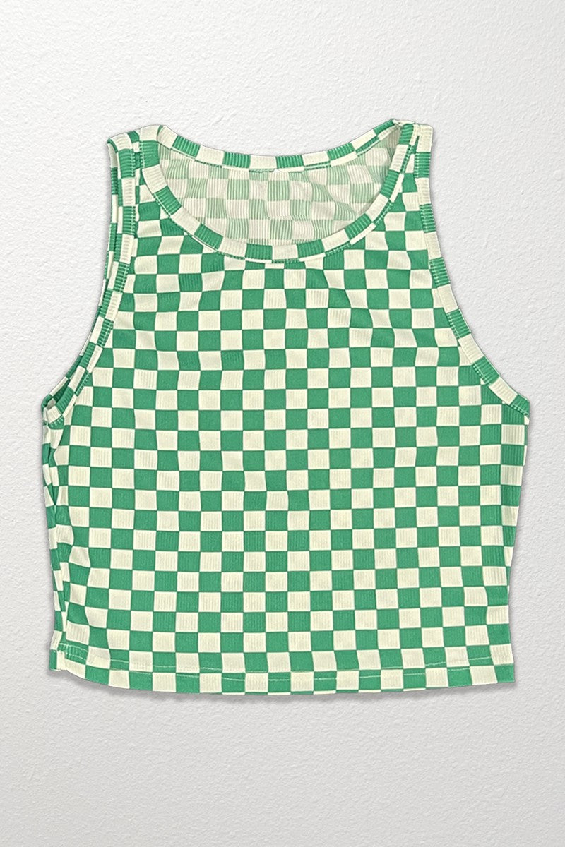 Cropped printed rib knit tank - Miss Sparkling