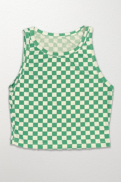 Cropped printed rib knit tank - Miss Sparkling