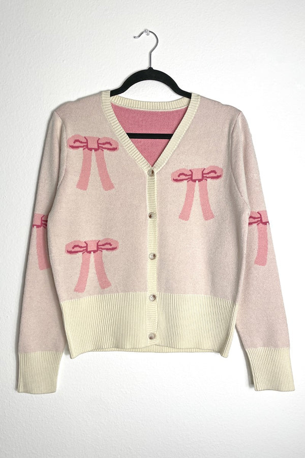 Cropped knit bow cardigan - Miss Sparkling