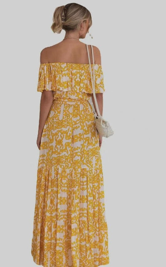 Miss Sparkling Off the Shoulder Maxi Dress