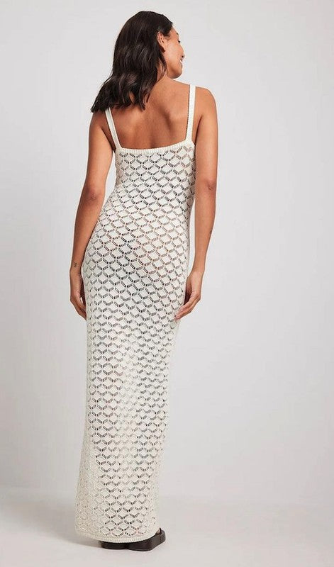 Miss Sparkling Crochet Knitted Maxi Dress cover up