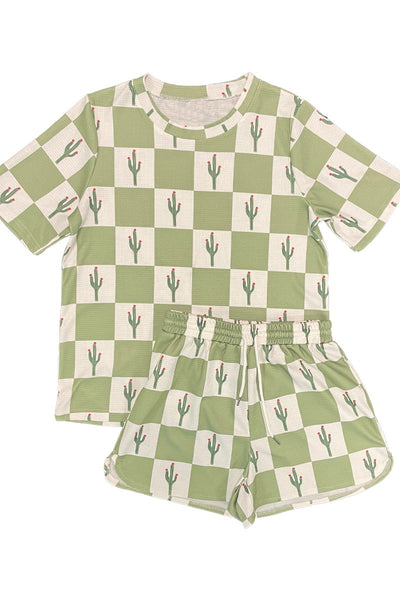 Novelty printed waffle shorts set - Miss Sparkling