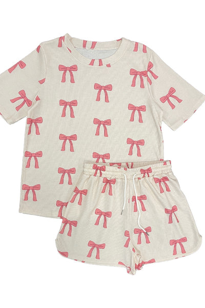 Novelty printed waffle shorts set - Miss Sparkling