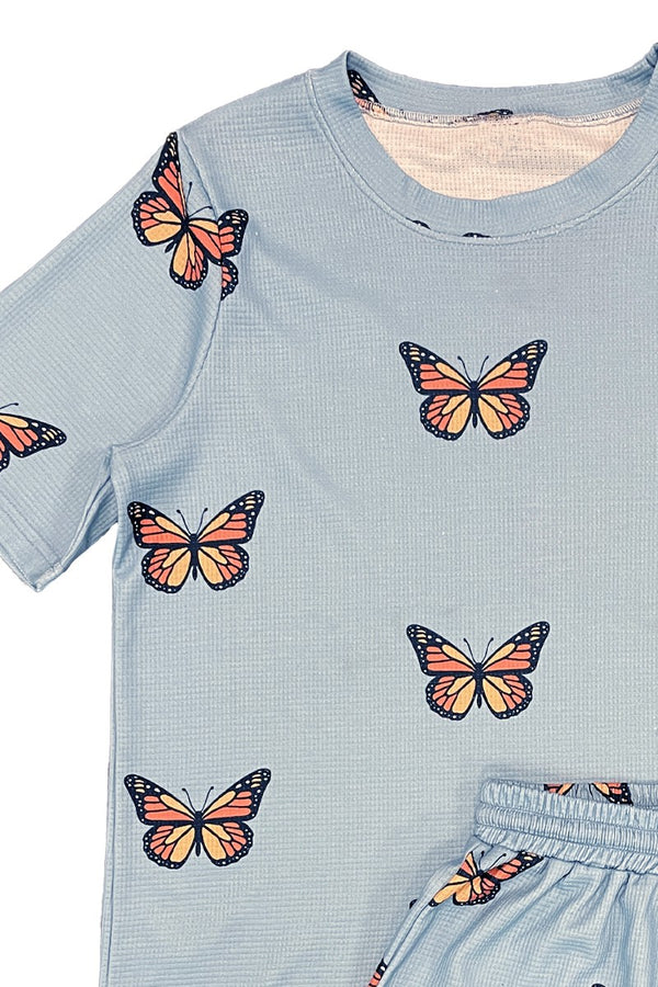 Novelty printed waffle shorts set - Miss Sparkling